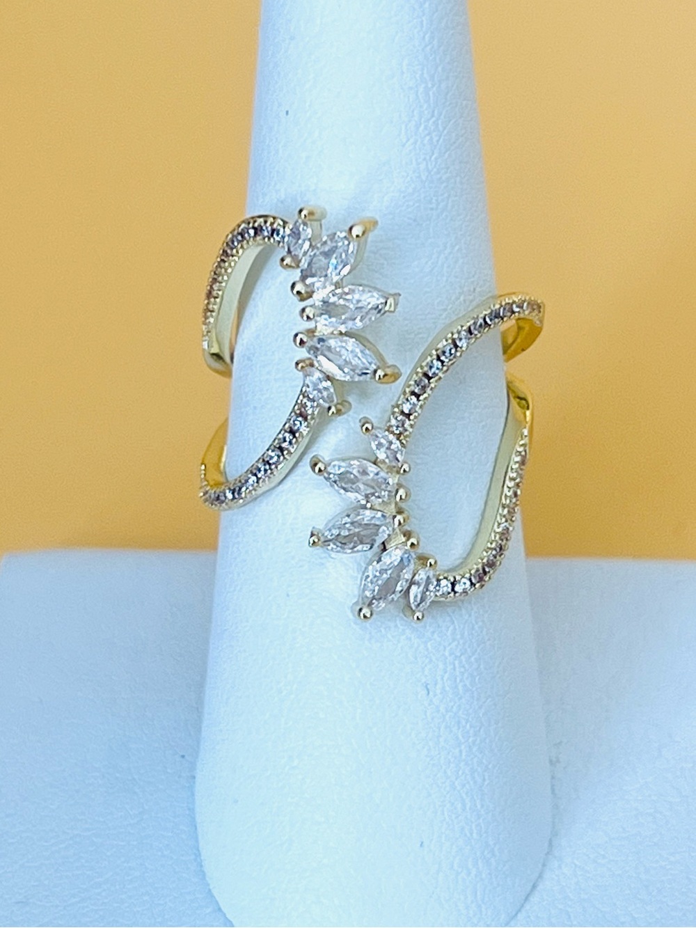 Gold plated & clear CZ Design ring